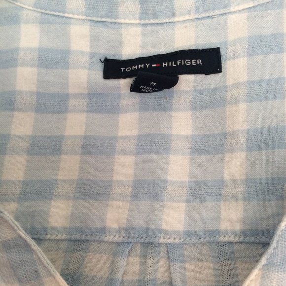 Button Up V-Neck Plaid Long Sleeve Shirt Tommy Hilfiger - Picture 3 of 3